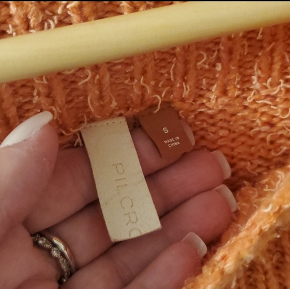 Pilcro-Anthropologie- Orange/Tan Tunic Sweater, Super Soft Sz.Small Oversized - Picture 3 of 7